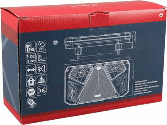 Pièces agricoles - Eclairage - Feu arrière LED rectangle gauche 12-24V, 242x134x36.5mm, 7-fiches, Kramp