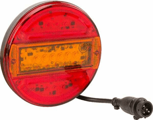 Pièces agricoles - Eclairage - Feu arrière multifonction LED, rond, 12-24V, Ø 140mm, 5 fiches, Kramp
