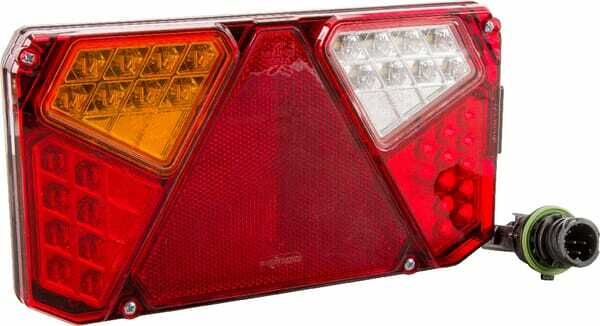 Pièces agricoles - Eclairage - Feu arrière LED rectangle gauche 12-24V, 242x134x36.5mm, 7-fiches, Kramp