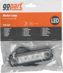 Pièces agricoles - Eclairage - Feu de gabarit LED, 0.5/1W, rectangulaire, 12/24V, blanc, 82x31x15mm, 4 LED's, gopart
