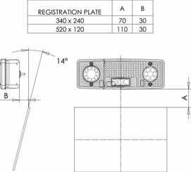 Pièces agricoles - Eclairage - Feu arrière LED rectangle gauche 12-24V, 287.5x100.5x65mm, Kramp