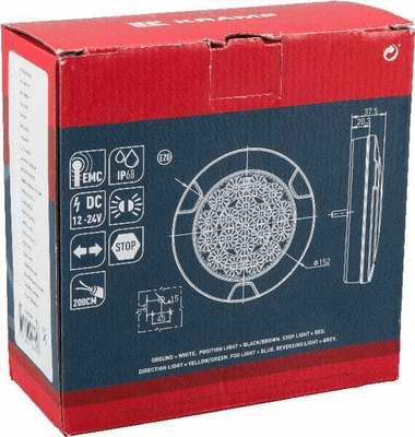 Pièces agricoles - Eclairage - Feu arrière multifonction LED, rond, 12-24V, Ø 152mm, Kramp