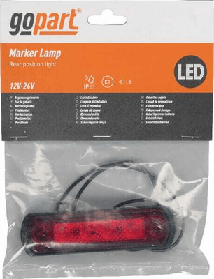 Pièces agricoles - Eclairage - Feu de gabarit LED, 0.5/1W, rectangulaire, 12/24V, rouge, 82x31x15mm, 4 LED's, gopart