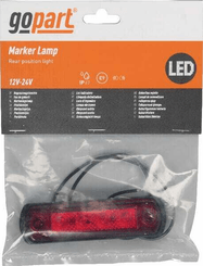 Pièces agricoles - Eclairage - Feu de gabarit LED, 0.5/1W, rectangulaire, 12/24V, rouge, 82x31x15mm, 4 LED's, gopart