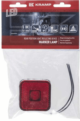 Pièces agricoles - Eclairage - Feu de gabarit LED, carré, 12-24V, 65x65x28mm, Kramp