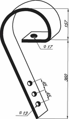 Pièces agricoles - Travail du sol - Porte-dents 80x10x500mm sans pointe adaptable pour Väderstad