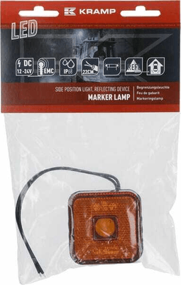 Pièces agricoles - Eclairage - Feu de gabarit LED, carré, 12-24V, 65x65x28mm, Kramp