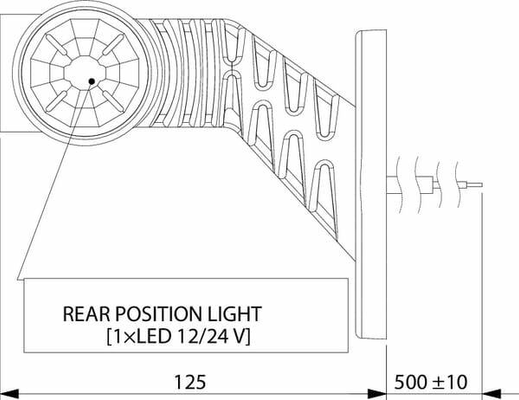 Pièces agricoles - Eclairage - Feu de gabarit LED, 0,7/1,4W, 12-24V, blanc/orange/rouge, 110x55x125mm, 3 LED, Kramp