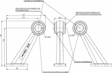 Pièces agricoles - Eclairage - Feu de gabarit LED, 12-24V, 190x164x48.6mm, Kramp