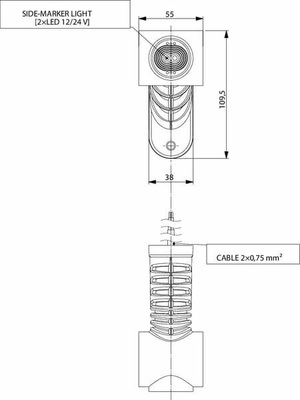 Pièces agricoles - Eclairage - Feu de gabarit LED, 0,7/1,4W, 12-24V, blanc/orange/rouge, 110x55x125mm, 3 LED, Kramp