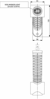 Pièces agricoles - Eclairage - Feu de gabarit LED, 0,7/1,4W, 12/24V, blanc/orange/rouge, 125x55x175mm, 3 LED, Kramp