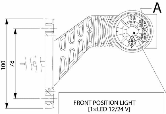 Pièces agricoles - Eclairage - Feu de gabarit LED, 0,7/1,4W, 12-24V, blanc/orange/rouge, 110x55x125mm, 3 LED, Kramp
