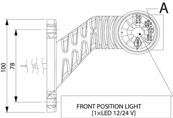 Pièces agricoles - Eclairage - Feu de gabarit LED, 0,7/1,4W, 12-24V, blanc/orange/rouge, 110x55x125mm, 3 LED, Kramp