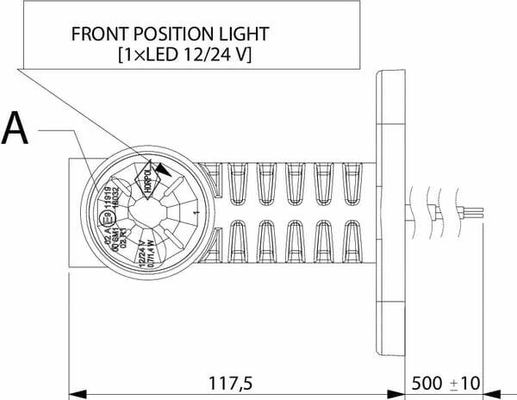 Pièces agricoles - Eclairage - Feu de gabarit LED, 0.7/1.4W, 12/24V, blanc/orange/rouge 100x55x118mm, 3 LED's, Kramp