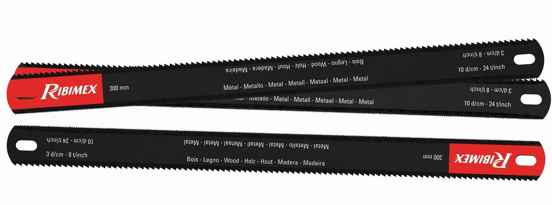 Outillage a main - Scies - Cutters - LOT DE 3 LAMES BOIS ET METAL POUR SCIE 30CM