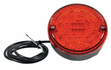 Pièces agricoles - Eclairage - Feu antibrouillard LED, rond, 12/24V, rouge, à boulonner, Ø 140mm