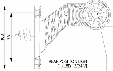 Pièces agricoles - Eclairage - Feu de gabarit droit LED, 0,7/1,4W, 12/24V, blanc/orange/rouge, 110x55x125mm, 3 LED, Kramp