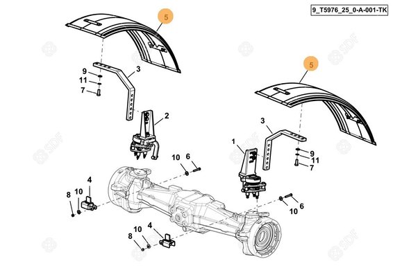 Pièces agricoles - Cabine et structure - R20" PLASTIC FENDER Deutz-Fahr origine