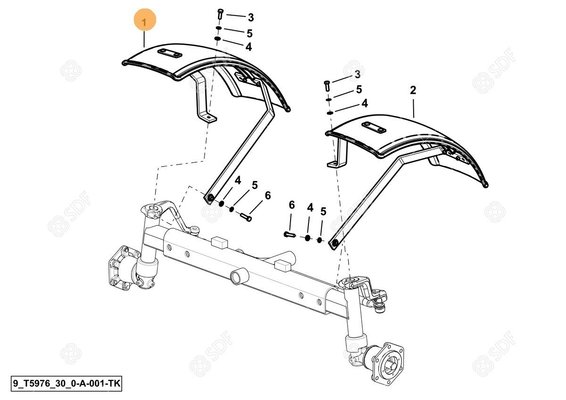 Pièces agricoles - Cabine et structure - RH FRONT FENDER Deutz-Fahr origine
