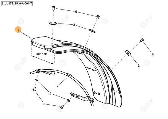 Pièces agricoles - Cabine et structure - LH FRONT MUDGUARD L=170 Deutz-Fahr origine