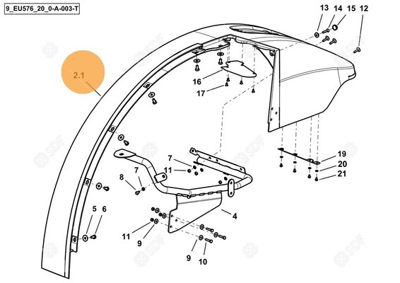 Pièces agricoles - Cabine et structure - RH REAR FENDER 800 Deutz-Fahr origine