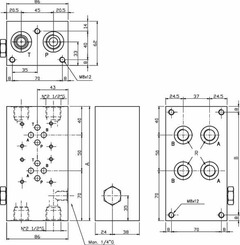 Pièces agricoles - Hydraulique - Plaq.base MR 3-3-GZCA NG-6 bas