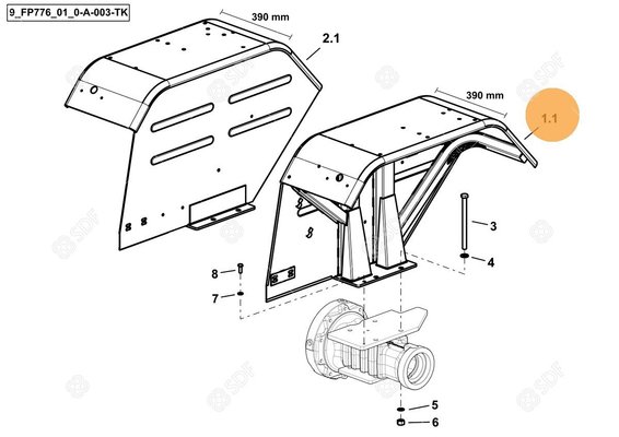 Pièces agricoles - Cabine et structure - FENDER ASSY LH SMALL - 0mm Deutz-Fahr origine