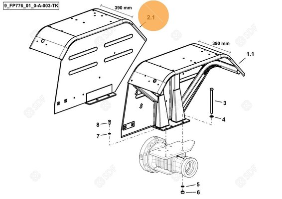 Pièces agricoles - Cabine et structure - FENDER ASSY RH-SMALL Deutz-Fahr origine