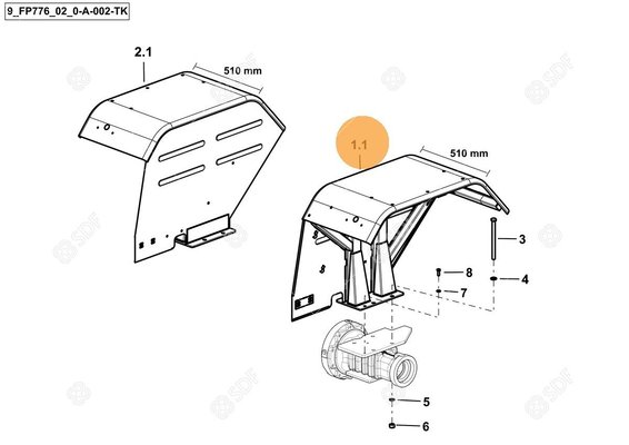 Pièces agricoles - Cabine et structure - FENDER ASSY LH - 74mm Deutz-Fahr origine