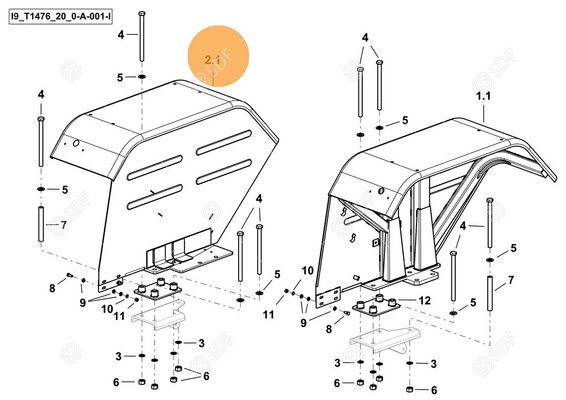 Pièces agricoles - Cabine et structure - RH FENDER ASSY. Deutz-Fahr origine