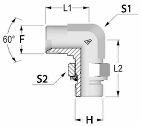 Pièces agricoles - Hydraulique - Adaptateur 90 3/8 x 1/4 BSP