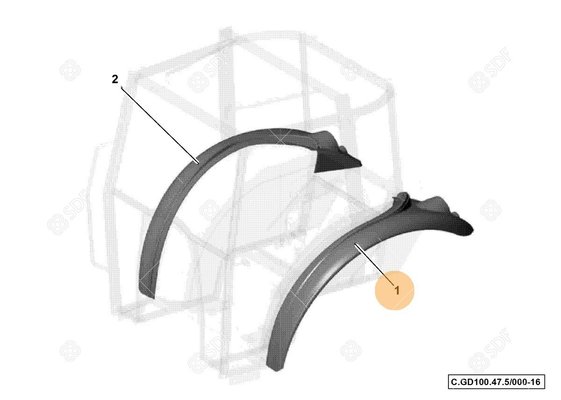 Pièces agricoles - Cabine et structure - Parafango sx Deutz-Fahr origine