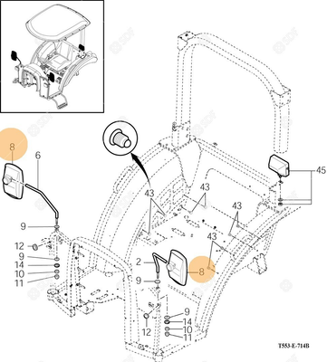 Pièces agricoles - Cabine et structure - specchio retrovisore Deutz-Fahr origine