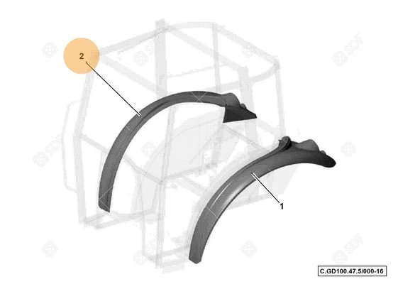 Pièces agricoles - Cabine et structure - Parafango dx Deutz-Fahr origine