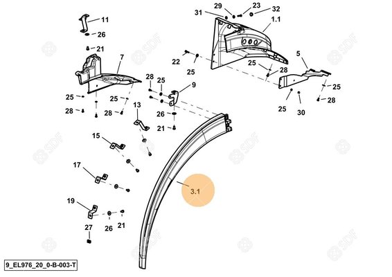 Pièces agricoles - Cabine et structure - 520 FLAT FIN.PARAF.SX Deutz-Fahr origine