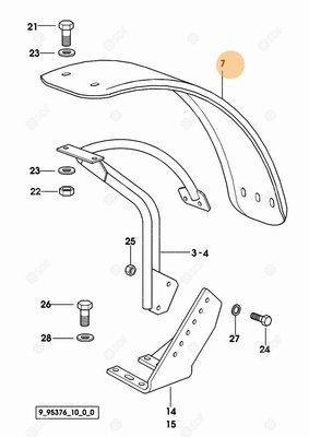 Pièces agricoles - Cabine et structure - GARDE-BOUE AV(265MM) Deutz-Fahr origine