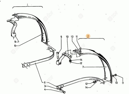 Pièces agricoles - Cabine et structure - GARDE BOUE Deutz-Fahr origine