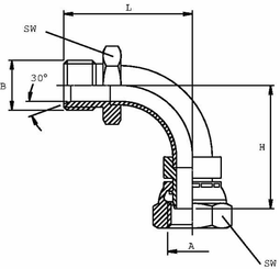 Pièces agricoles - Hydraulique - Adaptateur coude int-ext 1" BSP