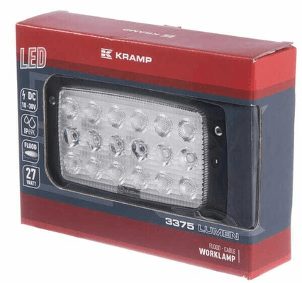 Pièces agricoles - Eclairage - Feu de travail LED rectangulaire 27W 3375lm 10-30V, blanc,182.5x48x101.5mm prise AMP, Combo, 18 LED Kramp