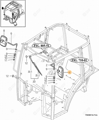 Pièces agricoles - Cabine et structure - SPECCHIO RETROVISORE Deutz-Fahr origine