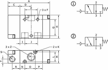 Pièces agricoles - Pièce pneumatique - Vanne 3/2, pneumatique 1/4"
