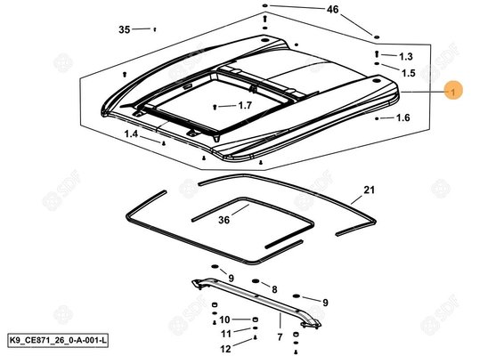 Pièces agricoles - Cabine et structure - toit Deutz-Fahr origine