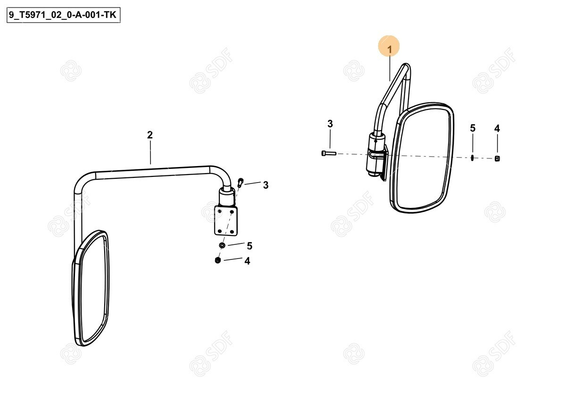Pièces agricoles - Cabine et structure - rétroviseur - dx/rh/re Deutz-Fahr origine