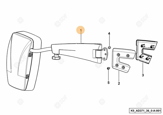 Pièces agricoles - Cabine et structure - rétroviseur - dx/rh/re Deutz-Fahr origine