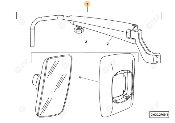 Pièces agricoles - Cabine et structure - RETROVISEUR Deutz-Fahr origine
