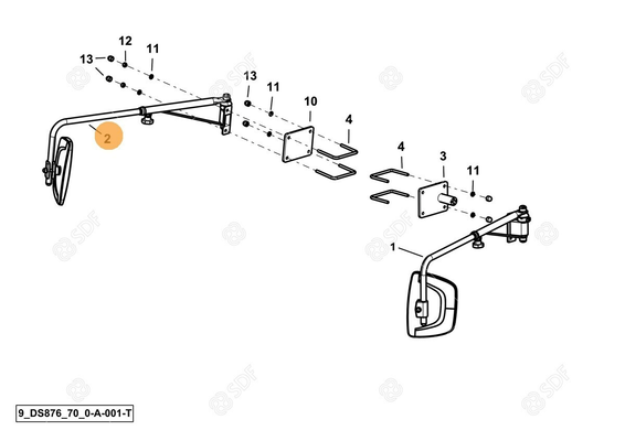 Pièces agricoles - Cabine et structure - rétroviseur - dx/rh/re Deutz-Fahr origine