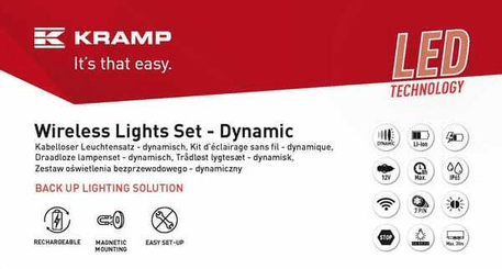 Pièces agricoles - Eclairage - Jeu de lumières sans fil LED, carré, 12V, Li-ion, magnétique, 110x103x7-pin, Kramp