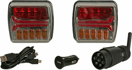 Pièces agricoles - Eclairage - Jeu de lumières sans fil LED, carré, 12V, Li-ion, magnétique, 110x103x7-pin, Kramp
