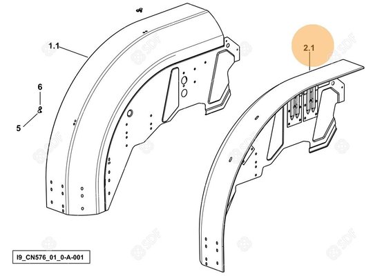 Pièces agricoles - Cabine et structure - garde-boue/aile sx/lh/li Deutz-Fahr origine