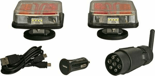 Pièces agricoles - Eclairage - Jeu de lumières sans fil LED, carré, 12V, Li-ion, magnétique, 110x103x7-pin, Kramp